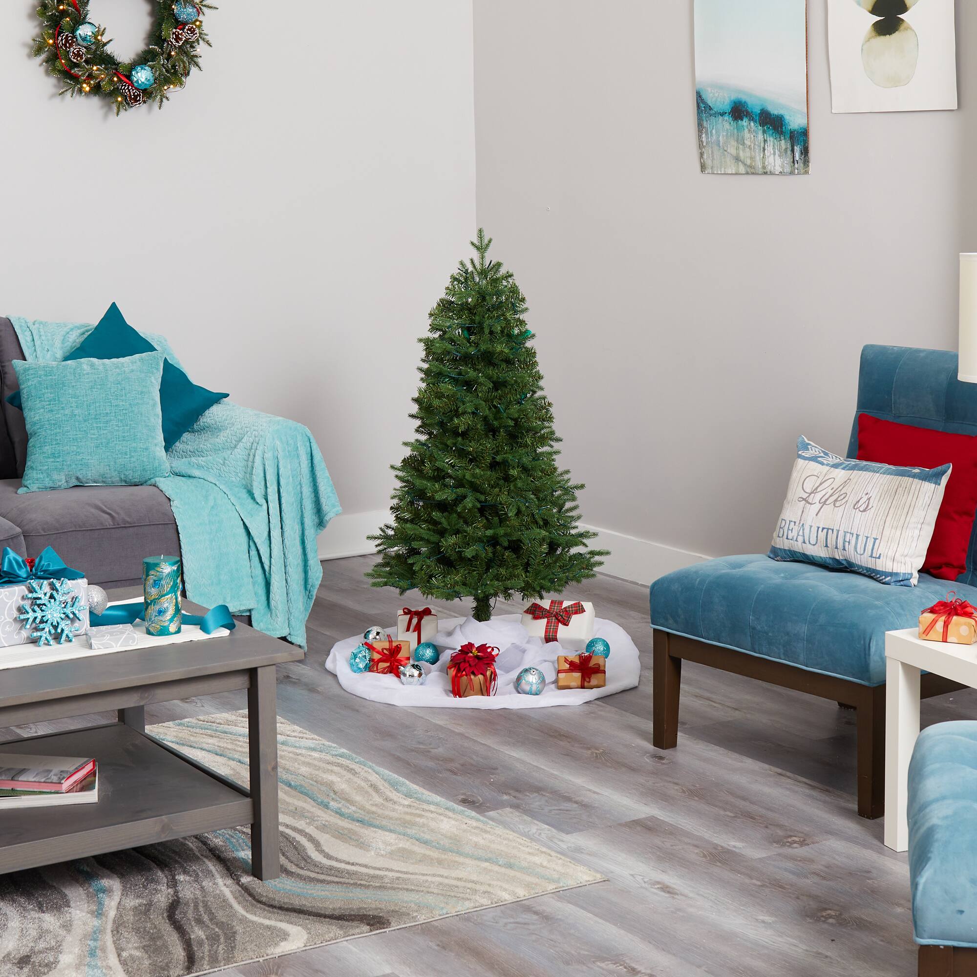 4ft. Pre-Lit Vermont Fir Artificial Christmas Tree with Clear LED Lights